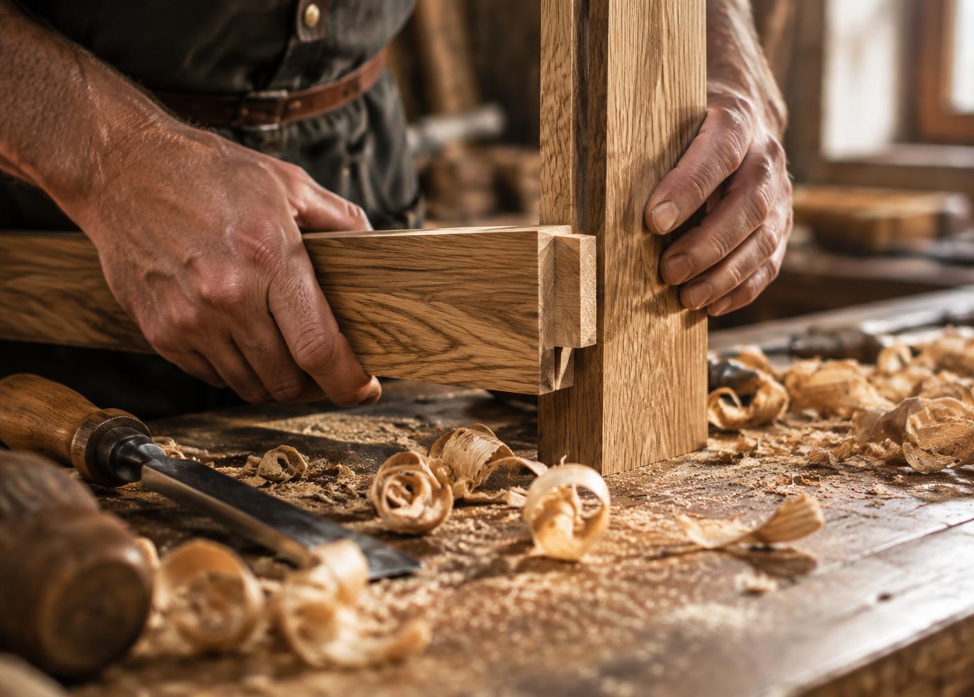 Assemblage artisanal en bois massif